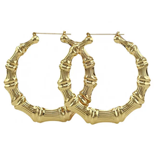 Load image into Gallery viewer, 18k Gold Plated Bamboo Earrings  - Round
