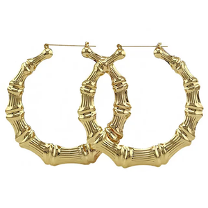 18k Gold Plated Bamboo Earrings  - Round