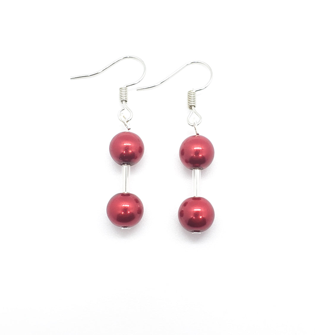 Deep Red Ball Earrings