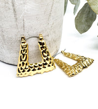 Load image into Gallery viewer, Gold Plated Bamboo Earrings - Trapezoid
