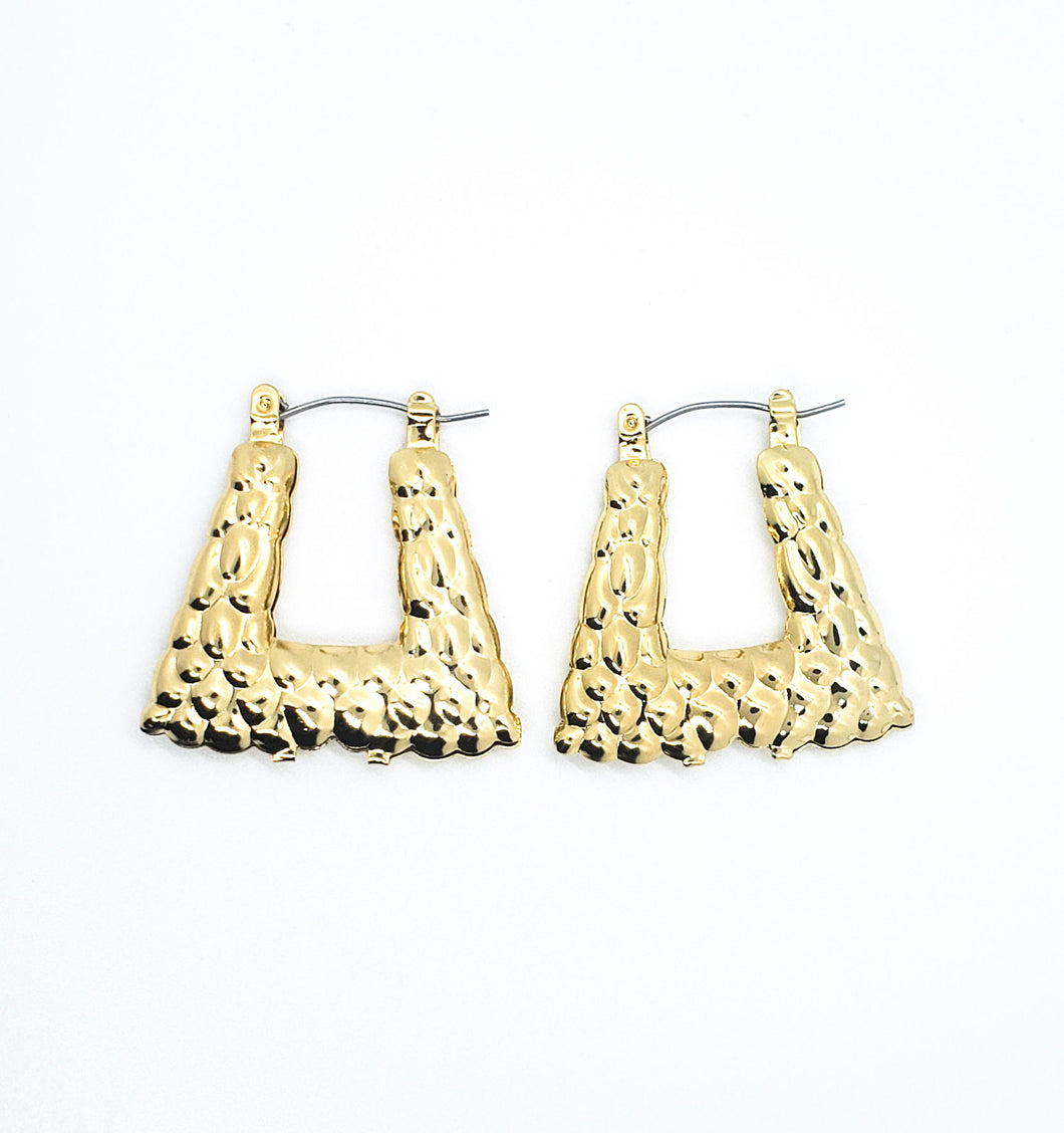 Gold Plated Bamboo Earrings - Trapezoid