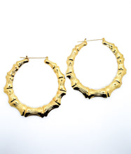 Load image into Gallery viewer, 18k Gold Plated Bamboo Earrings  - Round
