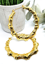 Load image into Gallery viewer, 18k Gold Plated Bamboo Earrings  - Round
